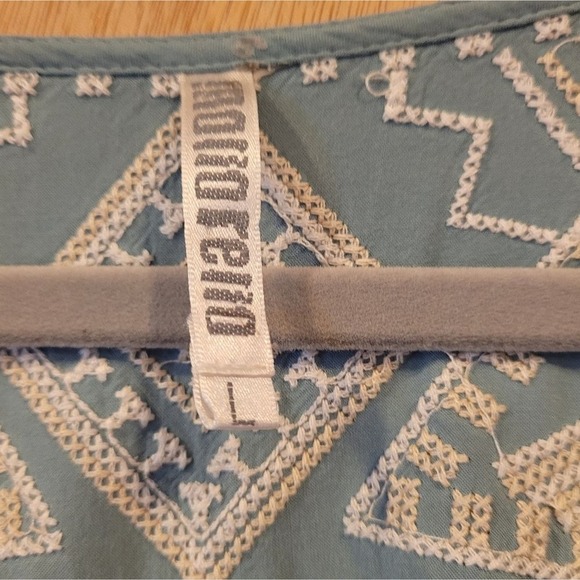 Embroidered Top Light Blue L Artsy Retro 70s Style Boho Festival Cottagecore - Picture 6 of 7